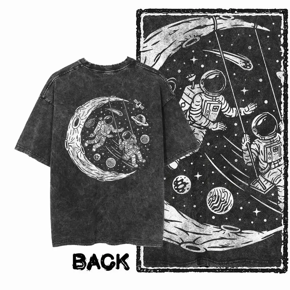 تي شيرت مطبوع كبير 100_ قطن رائد فضاء للرجال والنساء _ تي شيرت Pickled Street Cool Retro برقبة دائرية للرجال والنساء