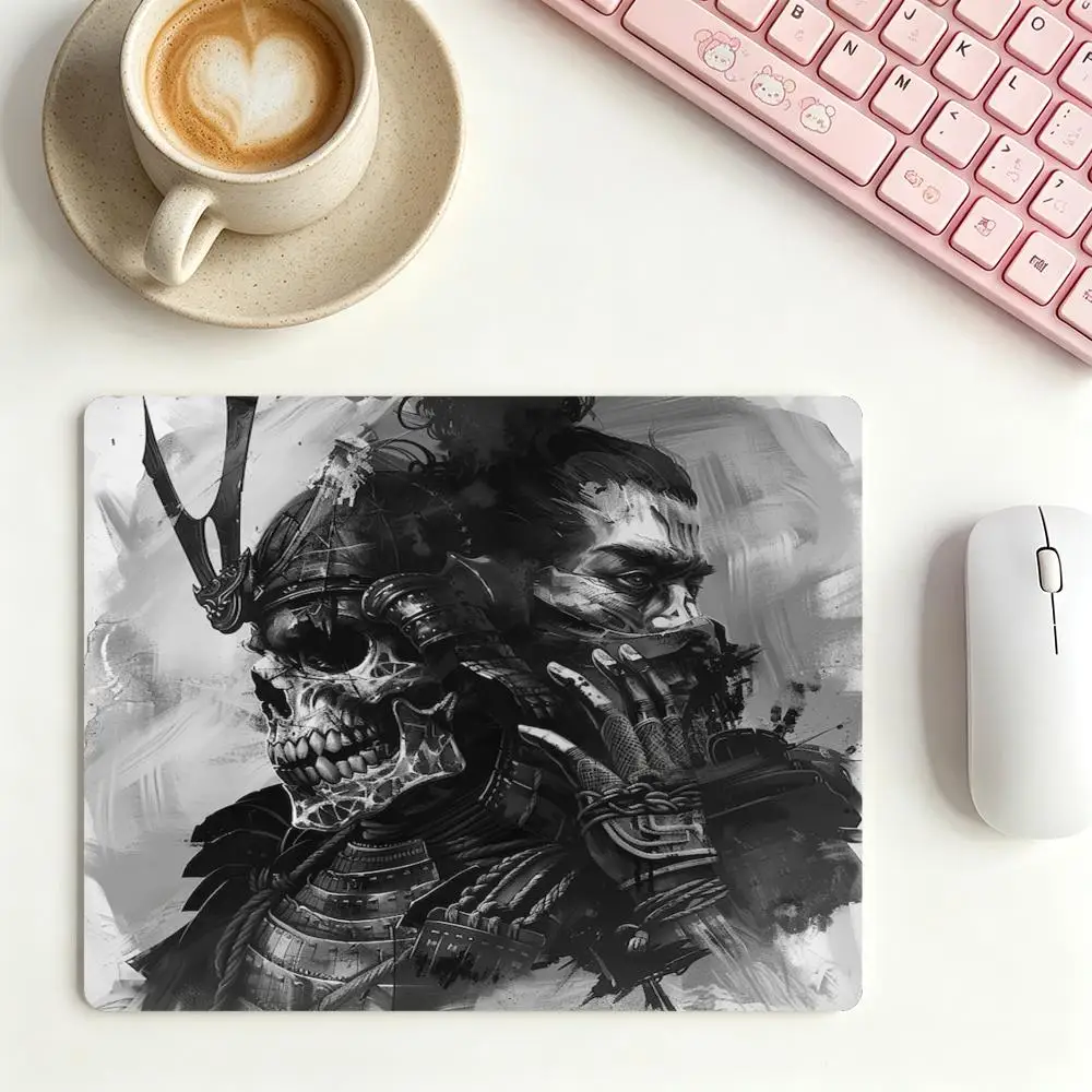 Anime Playmat Dark Armored Samurai Warrior Ink Style Mousepad Large Size For Laptop Games Mat