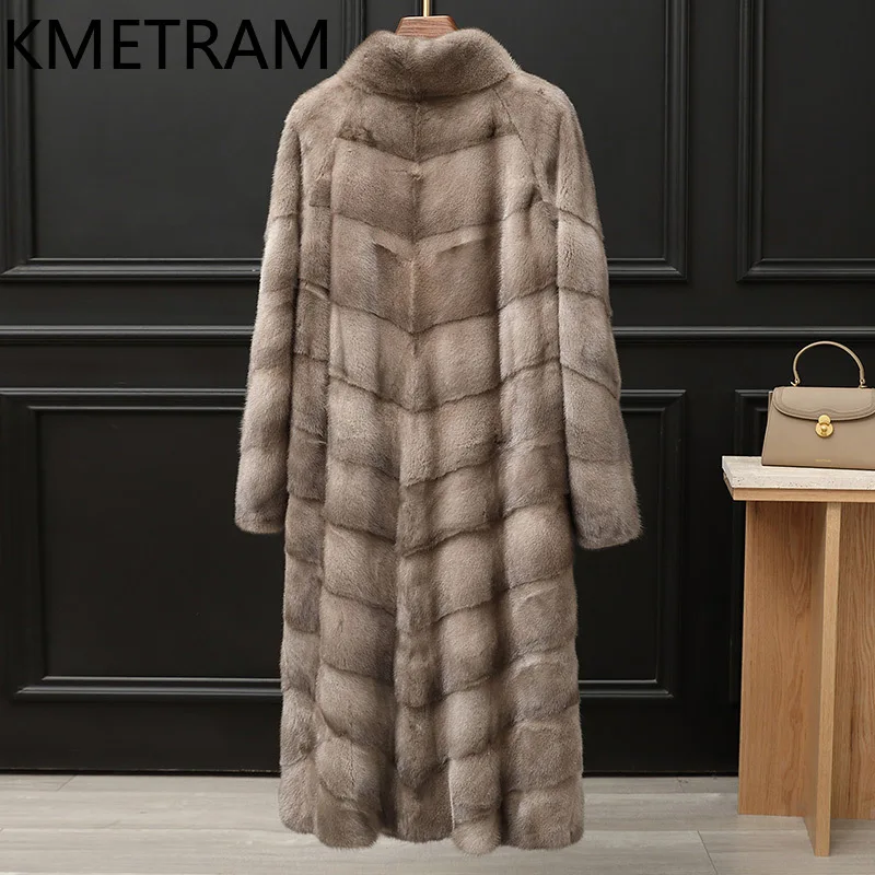 เสื้อโค้ทขนมิงค์แท้ 100% สำหรับผู้หญิง คอตั้ง สีเทา เสื้อโค้ทขนยาวแท้ ฤดูหนาว 2025 ใหม่ เสื้อผ้าผู้หญิงสำหรับใส่ด้านนอก шуба женская