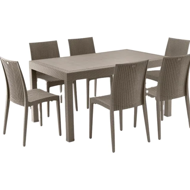 

High Quality Modern Outdoor Elegant Rattan Sutra Design Plastic PP Dining Furniture