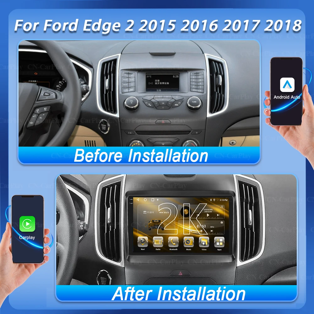 Android 16 Multimedia For Ford Edge 2 2015 2016 2017 2018 2K Dvd Gps Lettore Video Player Autoradio Navigation Radio Hdr 5g