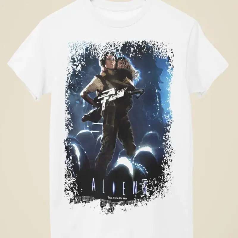 Von dem Film „Aliens“ inspiriertes weißes T-Shirt