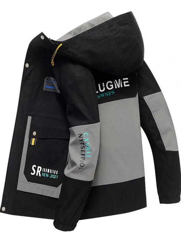 

Teenage Hooded Jaet Men's Spring Autumn 2025 New Sle High School Student Haome Thiened Polyester Fiber Zipper Closure