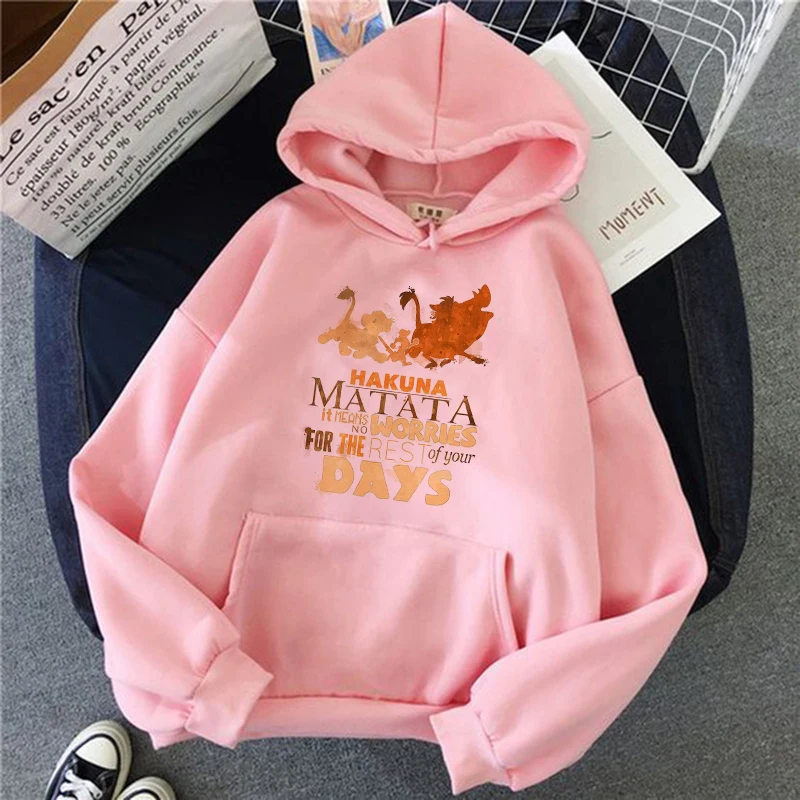 Streetwear Manga Women Hoodies Kawaii Hakuna Matata Hoodie Disney The Lion King Sweatshirt  Women Clothes Hoody Famale