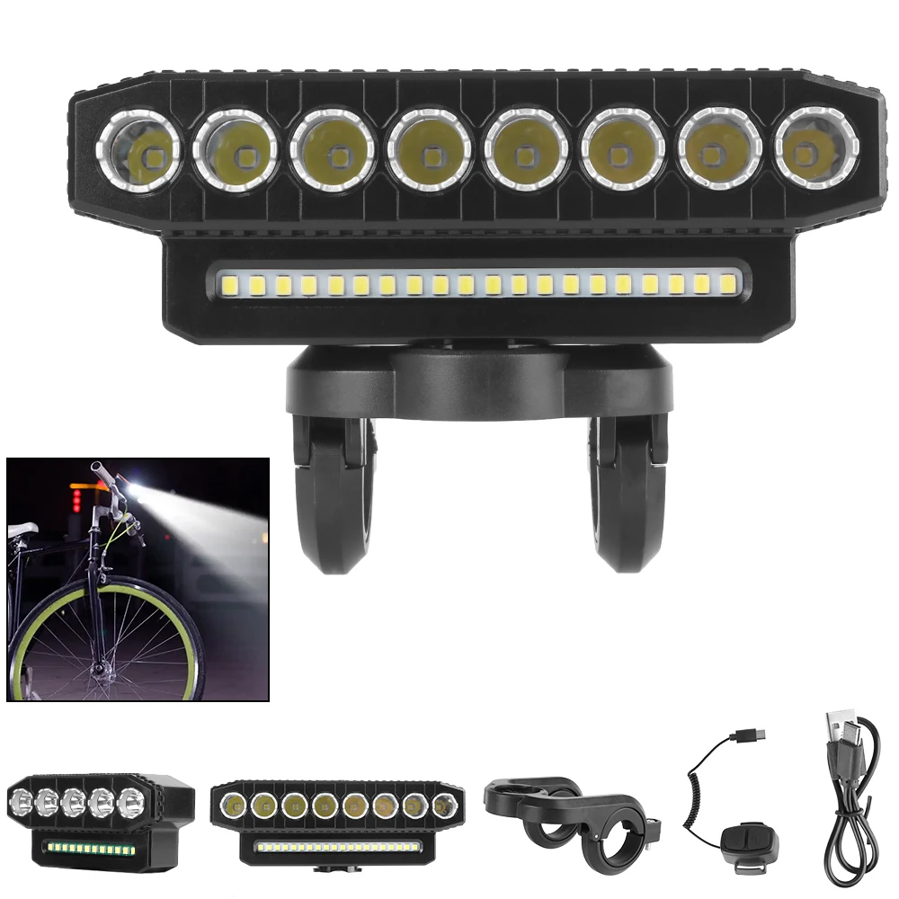 Rechargeable Waterproof Bicycle Lights Portable 8/5 LED 20/12 SMD LED Headlight 6 Modes Lighting Universal Motorcycle Spotlights