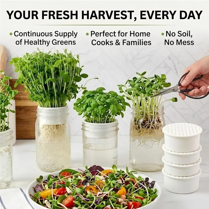 A67M-Microgreens Growing Kit Compatible With Masonjar Indoor Microgreens Grower For Indoor Gardening