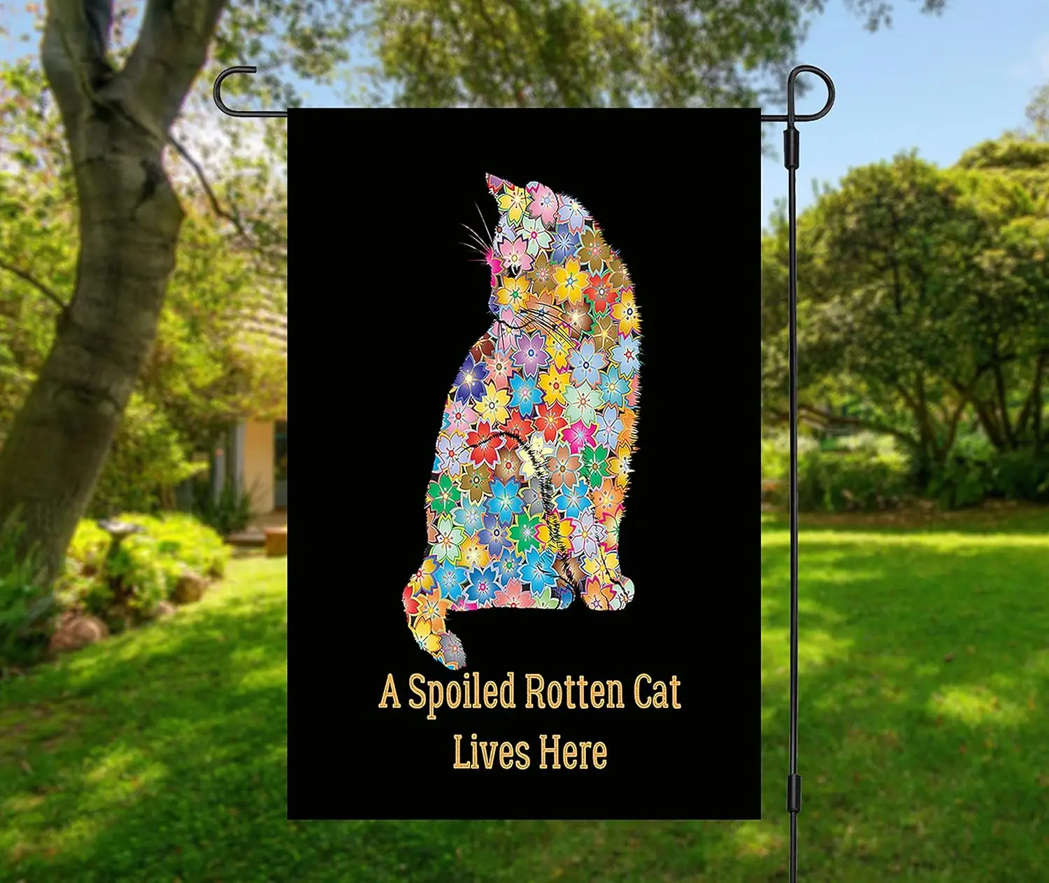 Spoiled Rotten Cat Garden Flag - Double Sided Cat Garden Flags Decoration - Colorful Welcome Design Yard Sign - Crazy Cat Lady L