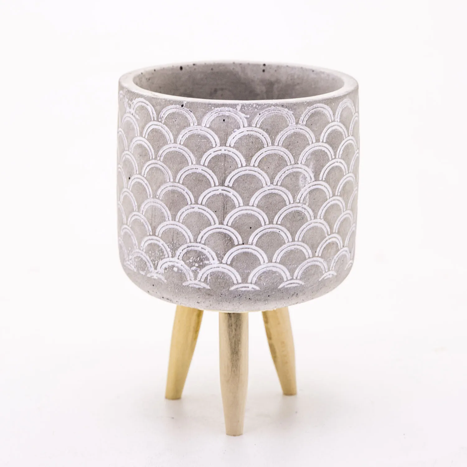 White concrete potted mussels patterned white concrete sax20, 5 Cm