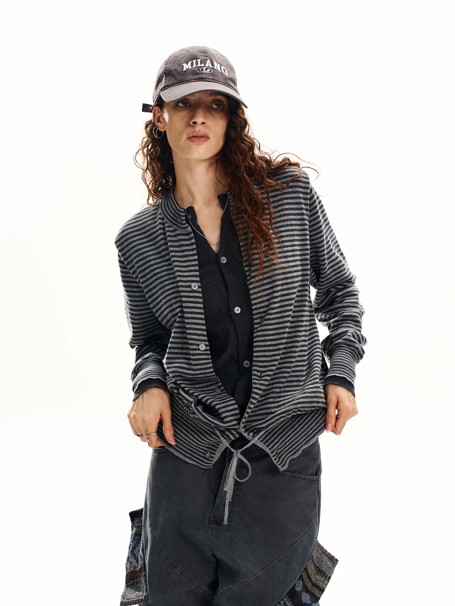 

Оригинальный американский льняной хлопковый полосатый вязаный свитер Damon Island для женщин, дизайнерский топ с эффектом двухслойности, длинный рукав