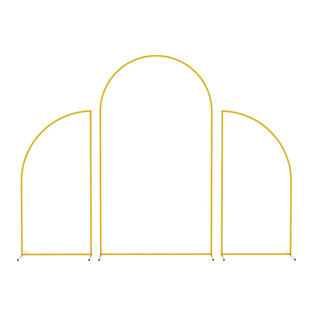 Set di 3 cornici ad arco dorato per decorazioni di sfondo per matrimoni, feste, supporti per fondale, staffa per tubi tondi ad arco, kit per palloncini