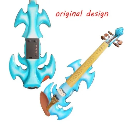 

High quality blue color fancy Song art streamline 5 strings 4/4 electric violin