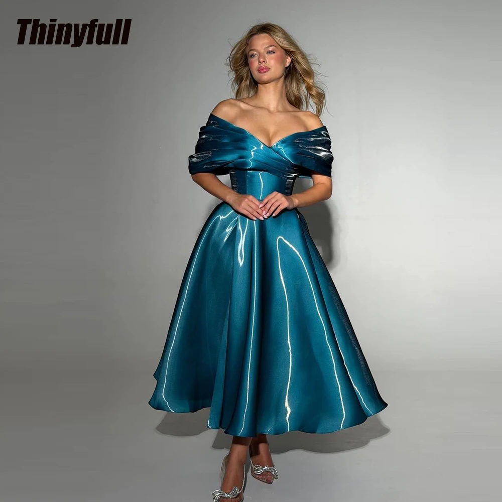 

Thinyfull A-line Off Shoulder Prom Dress 2026 Liquid Organza Evening Dresses Vestidos De Fiesta Elegantes Party Gown Customized
