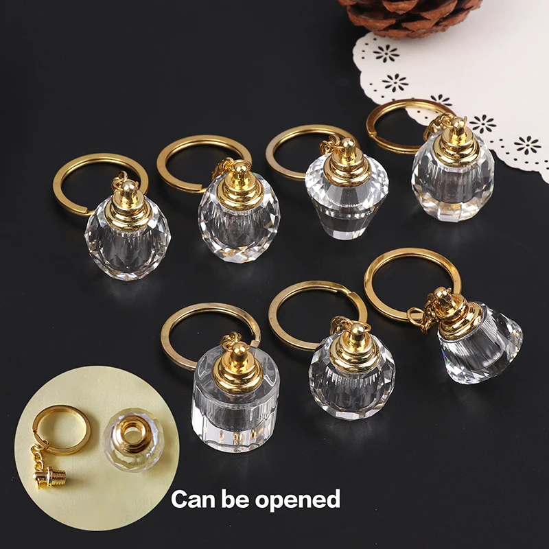 1Pcs Mini Glass Perfume Bottle Keychain Portable Refillable Glass Bottle With Cap Keyring Ideal Gift For Girlfriend, Birthday