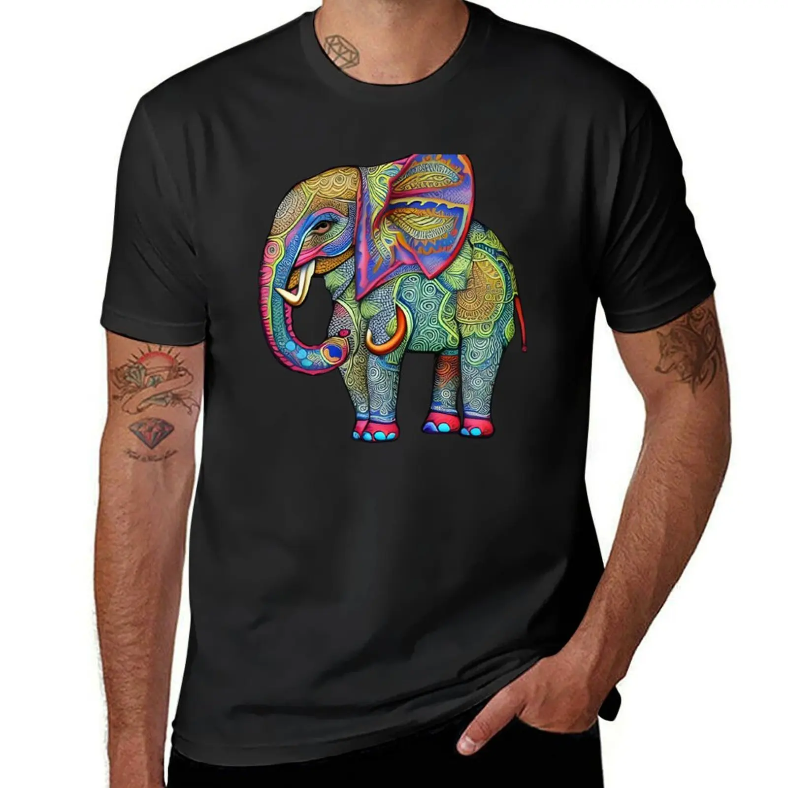 Cute Colorful Elephant T-Shirt summer top customs design your own animal prinfor boys T-shirt men