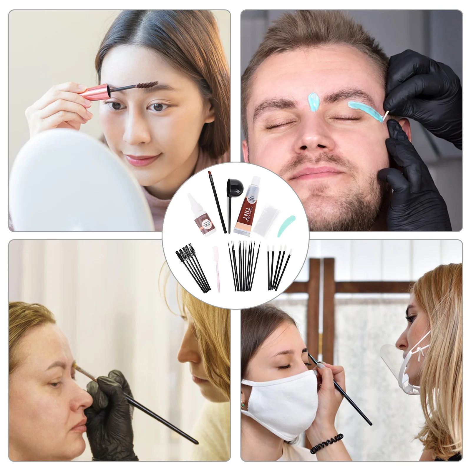 1 set 1 Set Eyebrow Tinting Kit Dark Brown Waterproof Long Lasting Brow Gel Diy Coloring Tool For Natural Brows Makeup Supplies