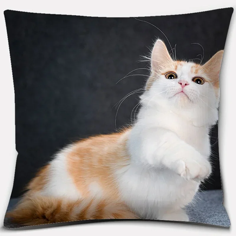 45x45cm Cute  Cat Series Decorative Pillowcase Living Room Sofa Office Seat Cushion Cover Home Decoration Hold
