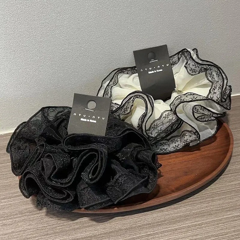 Korean Lace Hair Ring Hollow Fabric Large Hairband for Women with Tied Hair and High Ponytail Temperament Hair Accessory - Image 2