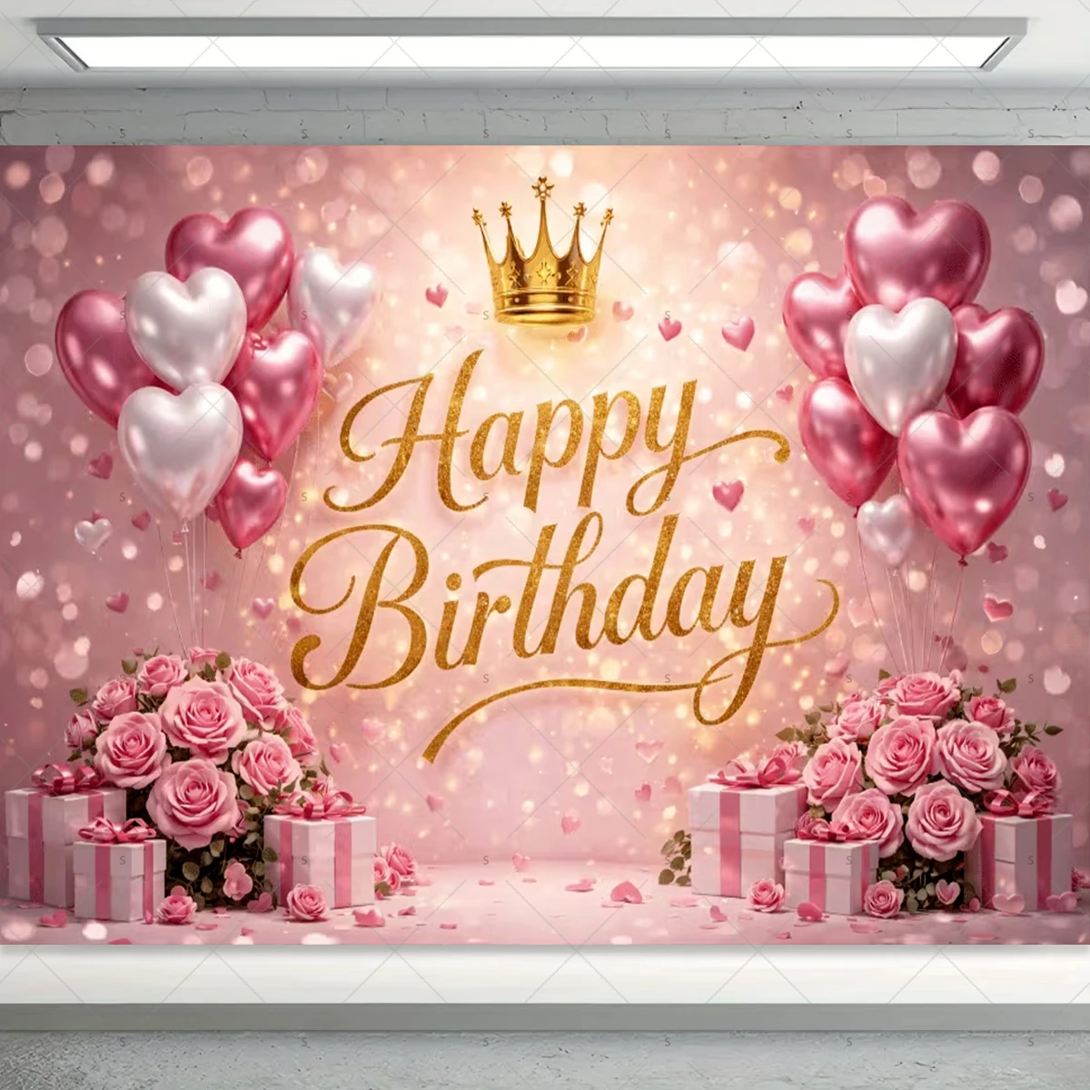 Royal Prince & Princess Crown Background Birthday Party Decoration Ballons Backdrop Photography Shoot Banner Supplies Props