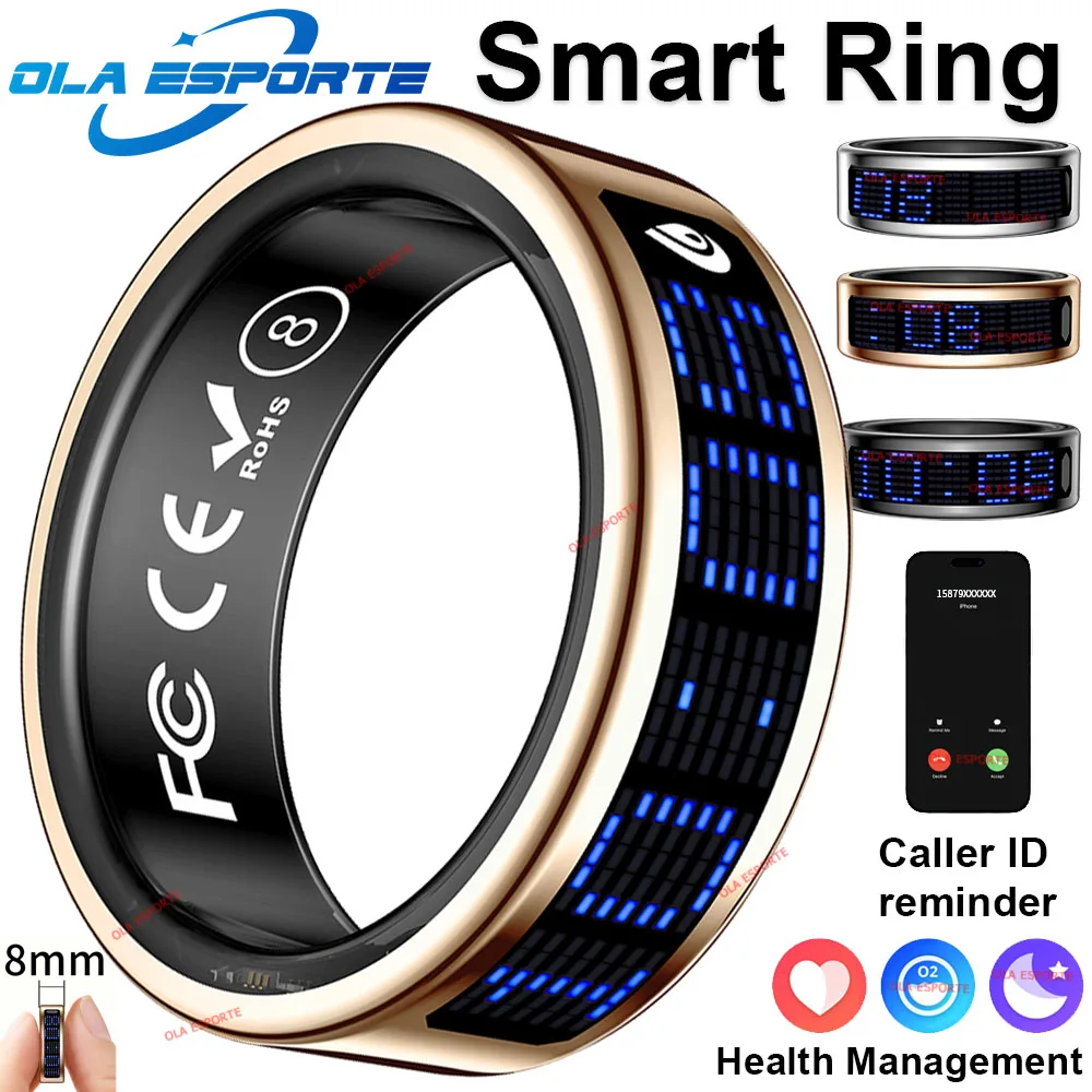 

Smart Ring with and Touch, Wireless Charging, Health and Sleep Monitor, Multi-sport Mode, 5ATM Waterproof For Men Women 2025 New