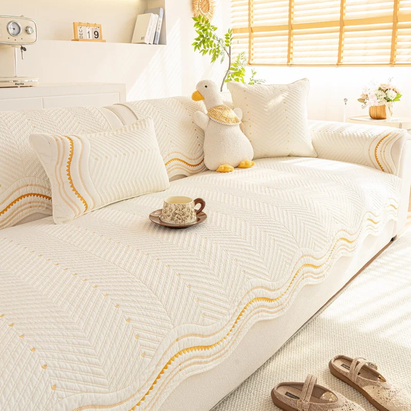 Nordic Cotton Sofa Cover Non-slip Solid Color Couch Towel Mat All Season Anti-cat Scratch L Corner for Living Room Home 쇼파패드 New