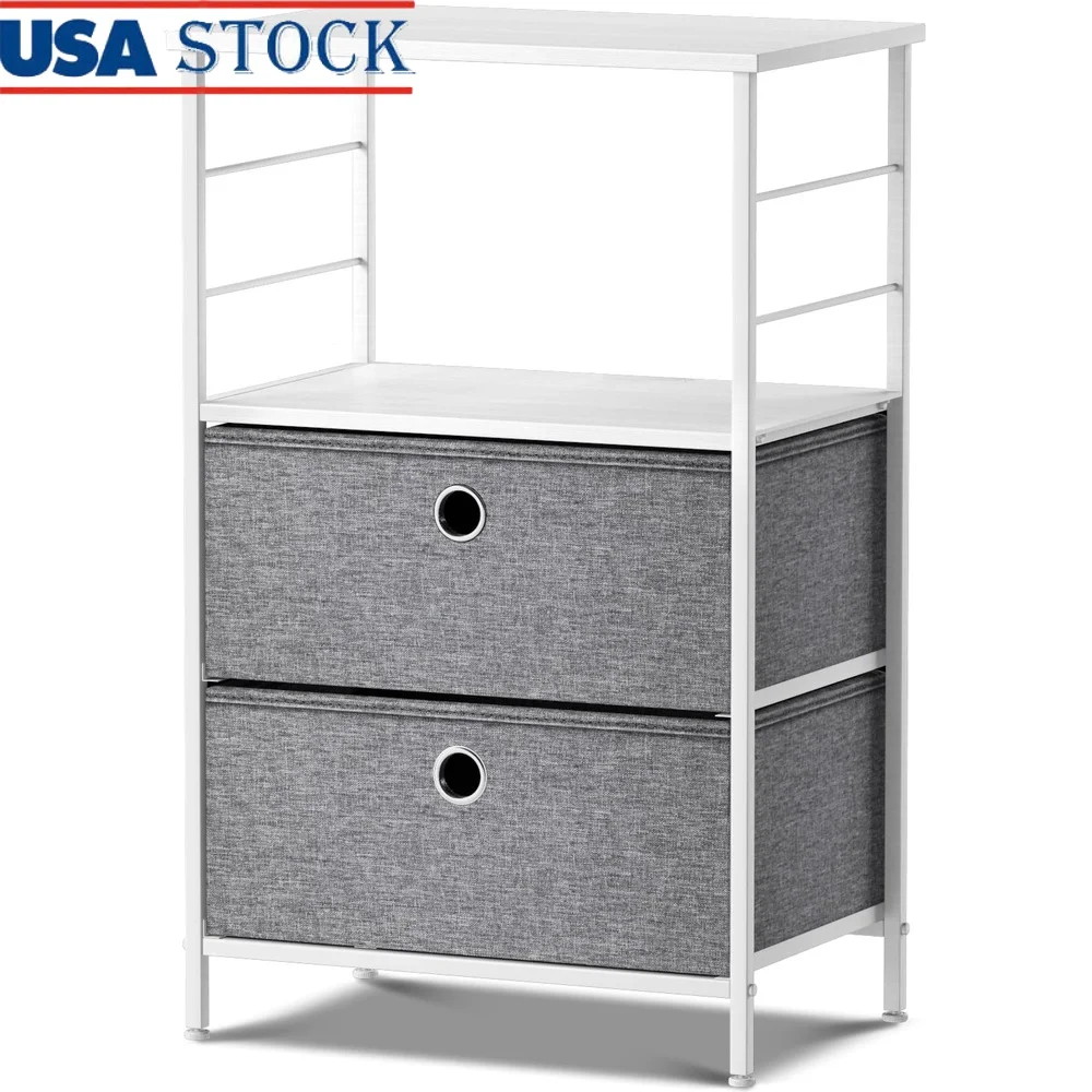 

2 Drawer Nightstand Dresser Portable Storage Table Accent Furniture Bedroom Office Dorm Easy Assembly Modern Design Wipe Clean