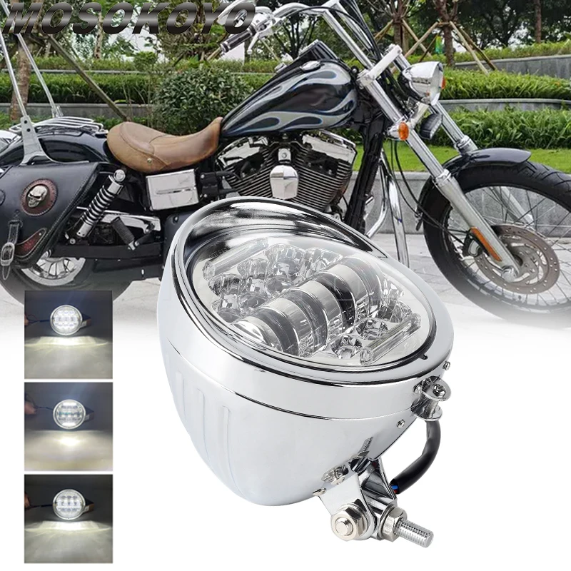 For Harley Softail Deuce Custom Sportster Iron 883 1200 XL Chopper Bobber Motorcycle Headlight LED 5.75INCH Headlamp Hi/Lo Beam