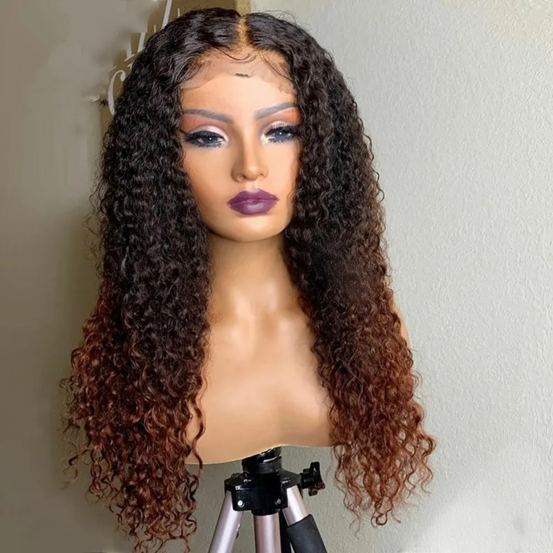 

Long 26Inch 180Density Ombre Blond Kinky Curly Lace Front Wig For Women BabyHair Heat Resistant Glueless Preplucked Daily Wig