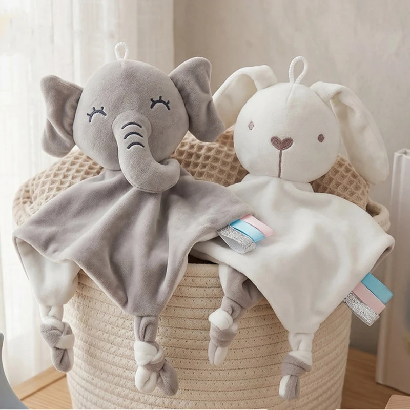 Baby Toys Cute Elephant Plush Teether Rattle Toys Soft Blanket Toys Stuffed Animals Towel Doll Games Newborn Babies 0 12 Months