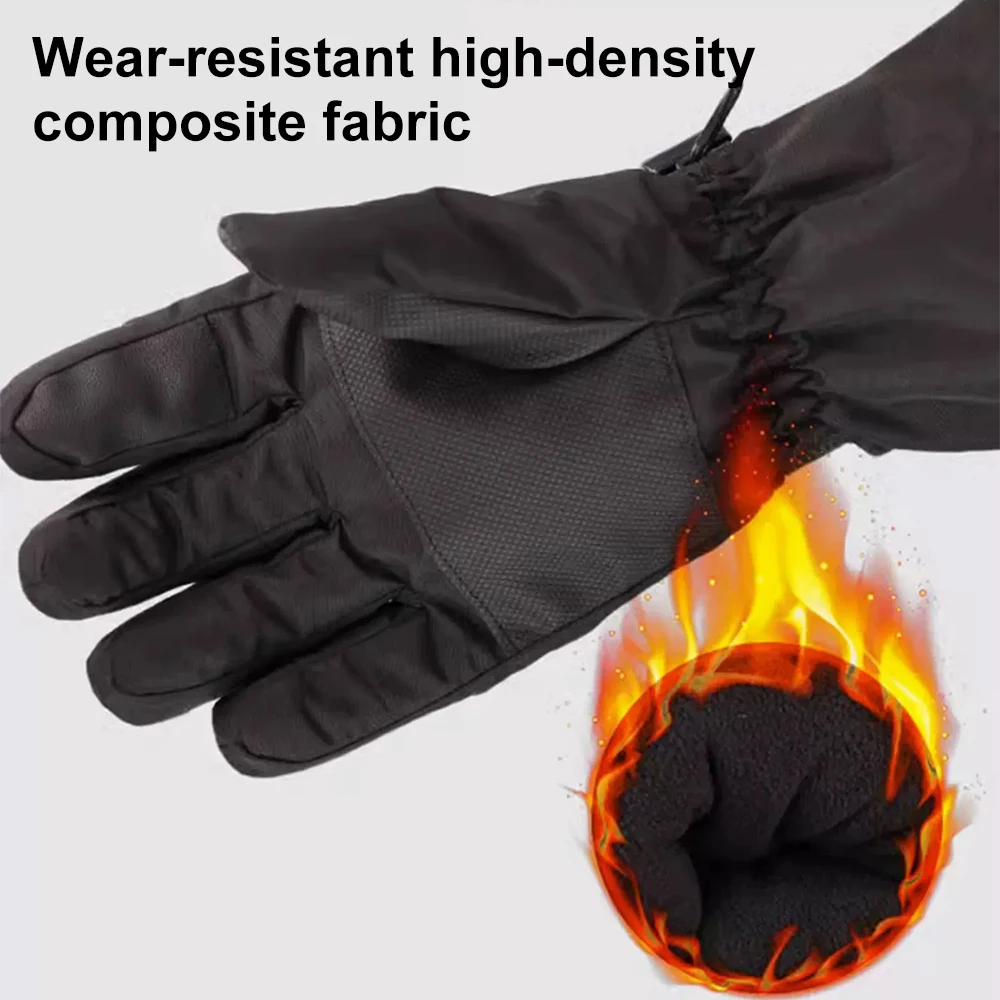 Motorcycle Heated Gloves Winter Warm Lithium Battery Heated Gloves Touch Screen Waterproof Skiing Heated Rechargeable Gloves