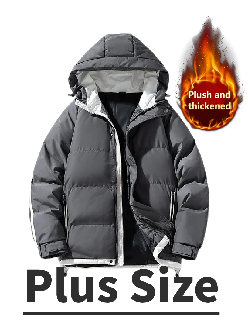 

Nordic Autumn Winter Men's Large Size Cotton Jacket Casual Thickened Bread Coat with Hood Outdoor Leisure Warm Clothes