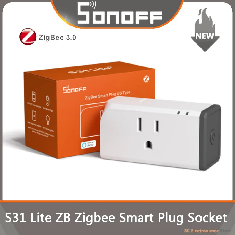 Itead SONOFF S31 Lite Zb ZigBee 15A US Version Zigbee Smart Plug Socket Outlet Work With SmartThings Hub Voice Control Via Alexa