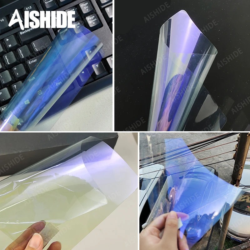 Aishide 2mil 83% VLT 8071 Paars Kameleon Autoruitfolie Vensterglas Films Veranderende Kleuren Koplamp Tint voor Voertuig