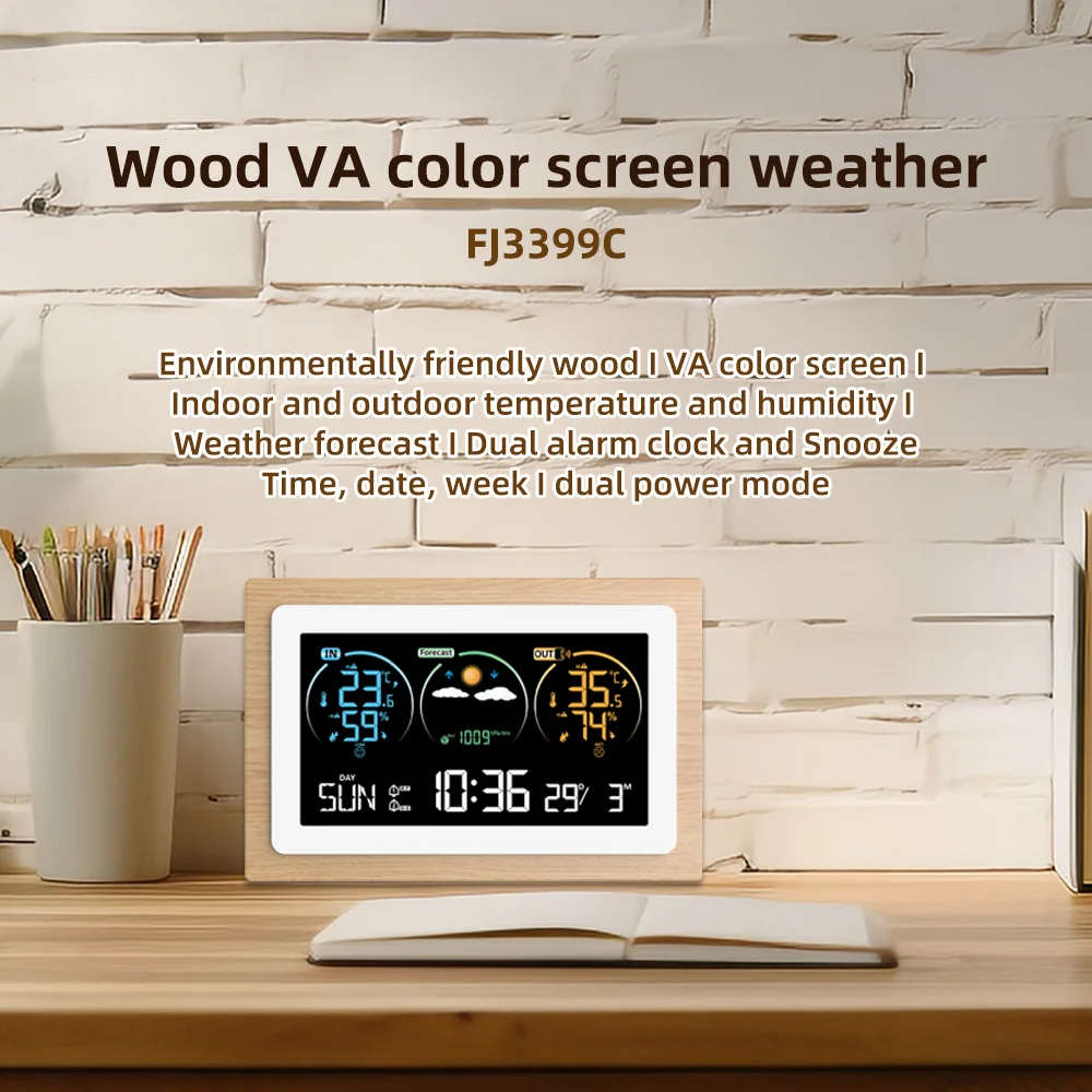 Smart Alarm Clock HD Color Screen Display Temperature and Humidity Meter Wireless Outdoor Thermometer Sensor Weather Station