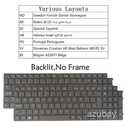 Keyboard for Dell Inspiron 3510 3511 3515 3525 3520 3521 3535 Nordic Arabic Spanish Hebrew Portuguese Slovenian Croatian Belgian