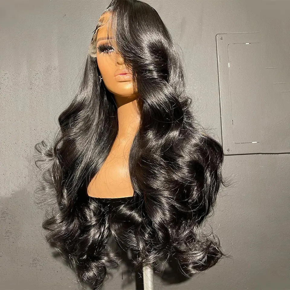 

13x4 Lace Front Synthetic Wigs Natural Black Body Wave Hair HD Lace Frontal Wig Pre Plucked Heat Resistant Glueless for Women