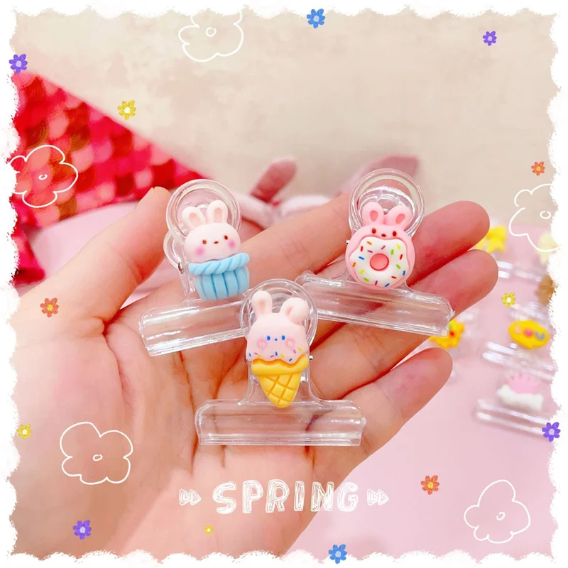 Cute Cartoon Transparent Clip Bill Clip Creative Acrylic Snack Seal Clip Student Test Paper Clip Long Tail Clip