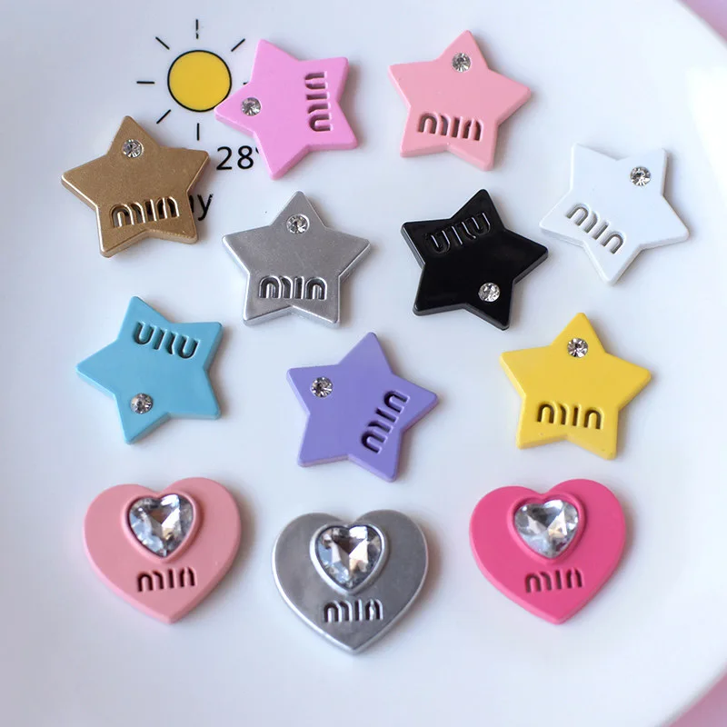 10-20Pcs Rhinestone Star Love Heart Flatback Resin Girl Fashion Hairpin Headwear DIY Patch Creativity Handmade Decor Accessories