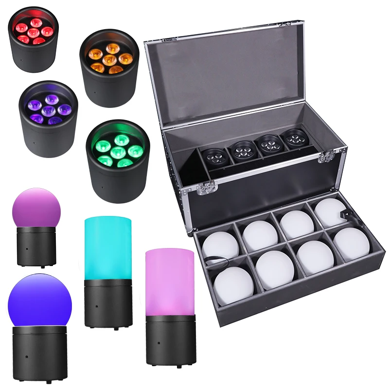 Hot 6x15W RGBWA UV Waterproof LED  Uplight Round Column Frost for Camping Stage Wedding