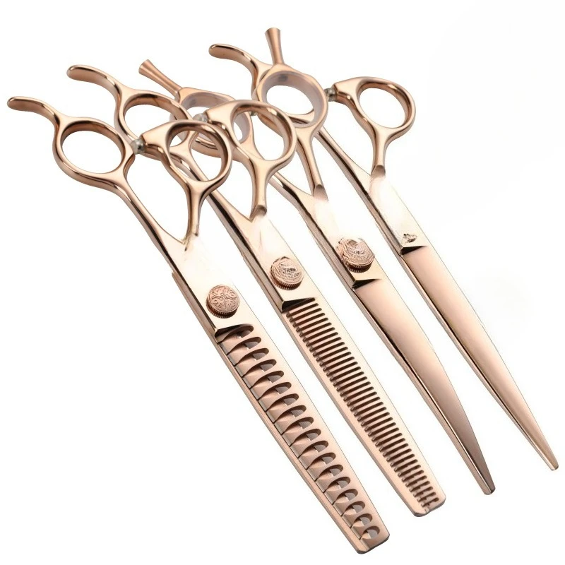 

Gold Pet Dog Grooming Straight Shears Straight Shears Bending Thin Shears Set Stainless Steel