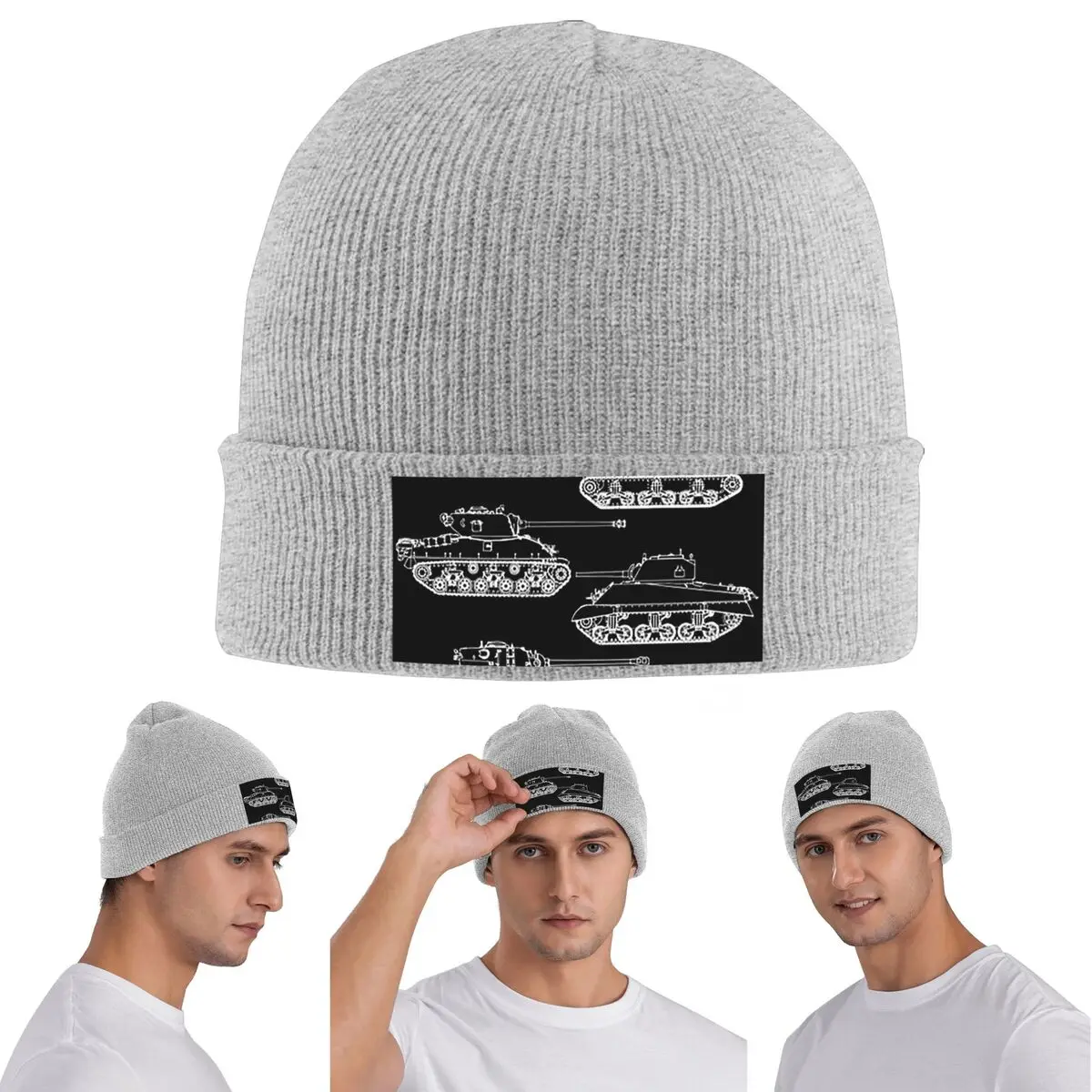 US Tanks Of World War II Warm Knitted Cap Winter Knit Bonnet Hat Skullies Beanies Hip Hop Caps for Unisex