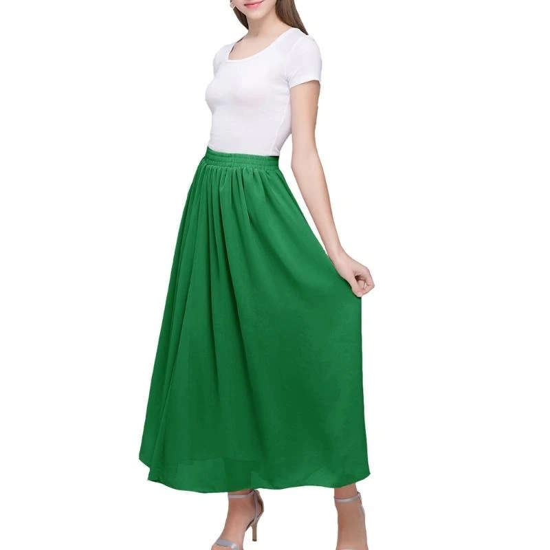 Y5GC Fashionable Long Skirt for Women Elastic High Waist Flowy A Line Skirts for Work, Dates, and Vacation Outings