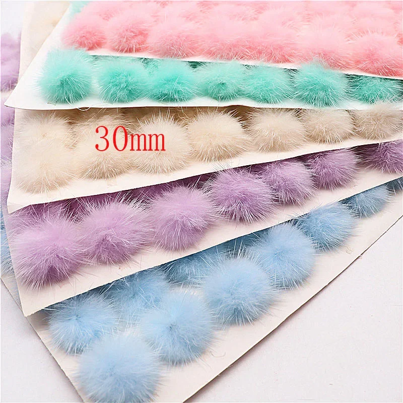 DIY Pompon Real Mink Fur Balls Pompoms 25mm 30mm 35mm 40mm for Ring Keychain Hats Fluffy Pom Pom Diy Crafts Accessories Material