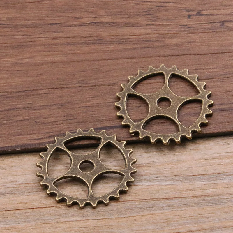 20 pz 25mm 4 colori Vintage metallo in lega di zinco rotondo Hollow Steampunk Gear Charms Fit gioielli ciondolo fai da te