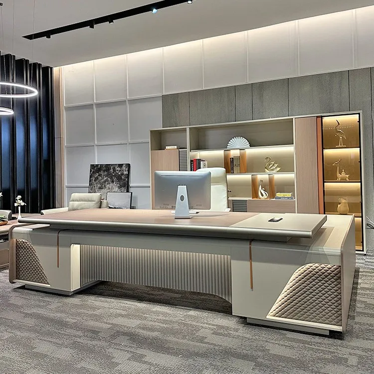 

Simple modern boss desk, light luxury presidential desk, high-end office desk and chair combination, high-end