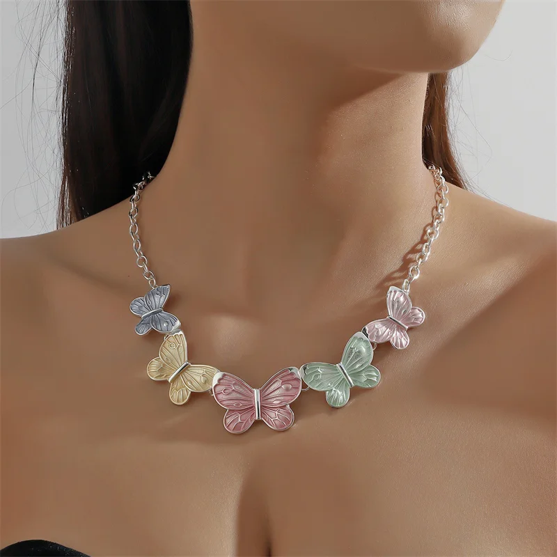 

Sweet Style Forest Versatile Exquisite High Grade Butterfly Alloy Necklace Earring Set Fashion Jewelry for Women Accessories