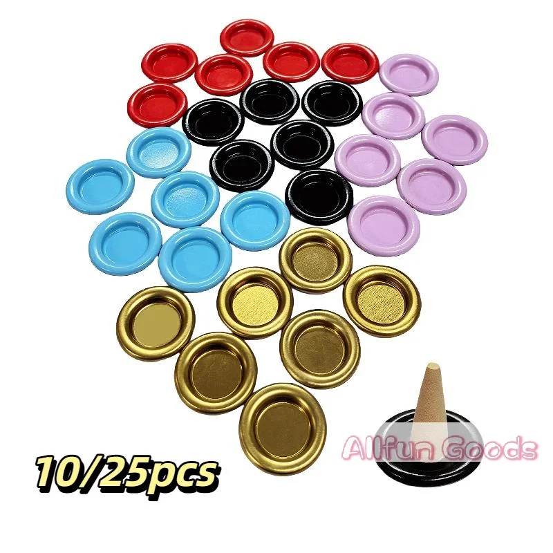 [TG835]10/25pcs Metal Small Disc Incense Holder Tower Incense Cone Tray Portable Desktop Decoration For Home Yoga Meditation