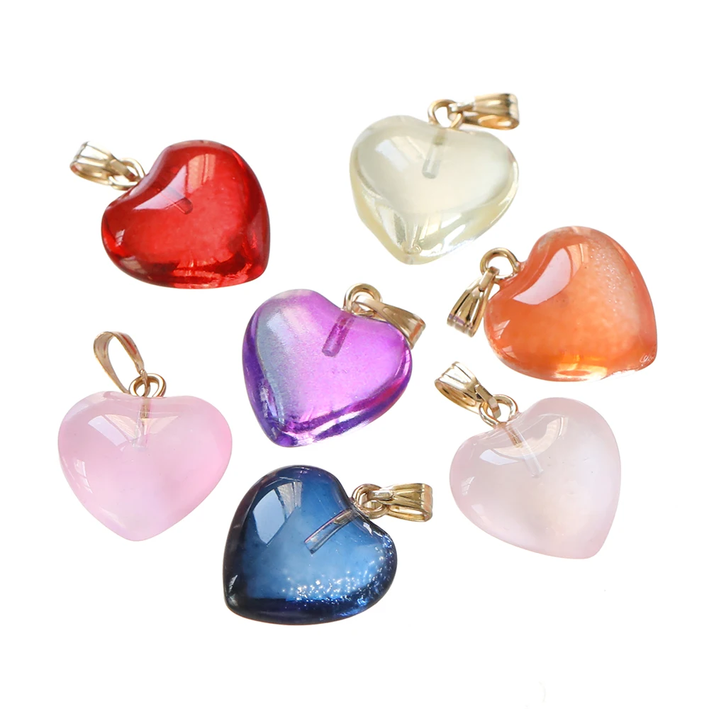 10Pcs Czech Lampwork Glass Heart Shaped Loose Bead Charms Pendants for DIY Earrings Necklaces Handmade Jewelry Making Findings view 4