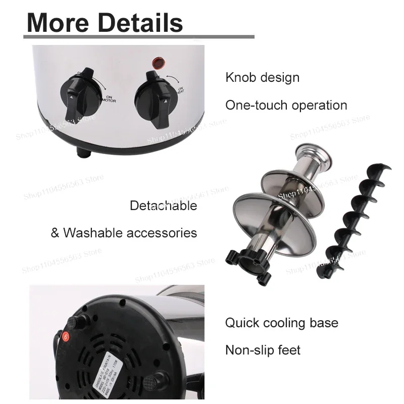 XEOLEO ماكينة صنع نافورة الشوكولاتة الكهربائية 3 طبقات نافورة الشوكولاتة آلة الشلال ذوبان الاحترار آلة الشوكولاته