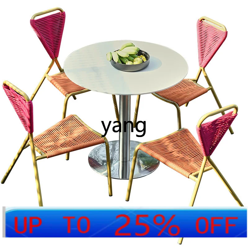 

LTT outdoor leisure rattan tables and chairs courtyard garden villa open-air rock slab tables and chairs