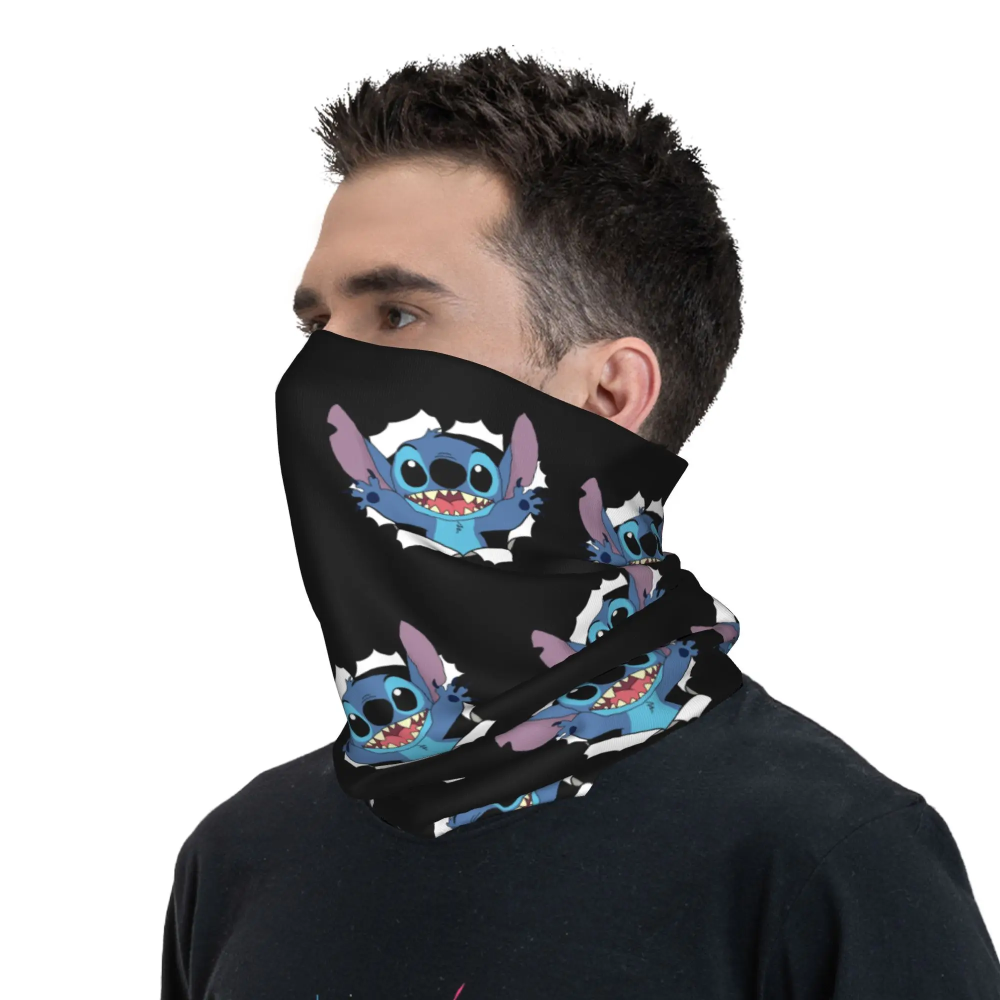 Custom Stitchs Angel Anime Cartoon Bandana Neck Warmer Men Women Winter Ski Hiking Scarf Gaiter  Face Cover
